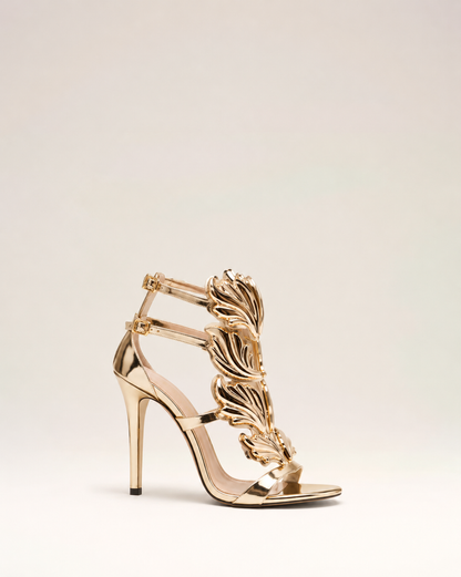 AURELLE | Sculptural Gold Heels