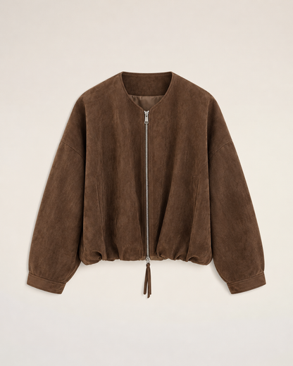 ÉLOÏSE  Chocolate Suede Blouson Jacket
