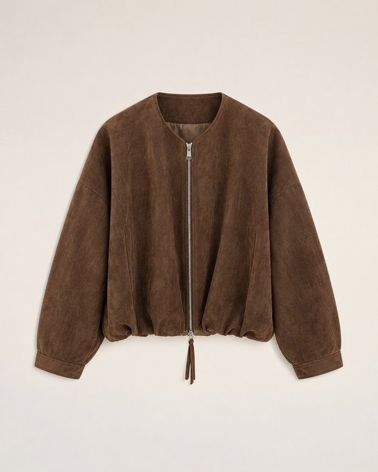 ÉLOÏSE  Chocolate Suede Blouson Jacket