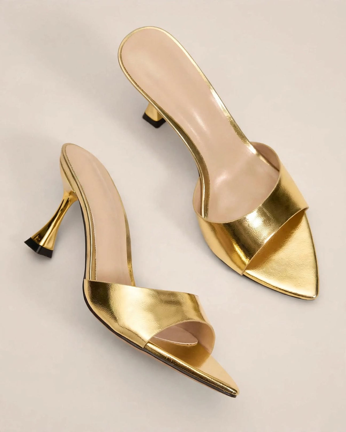 AURÉANE | The Metallic Sculpted-Heel Mules
