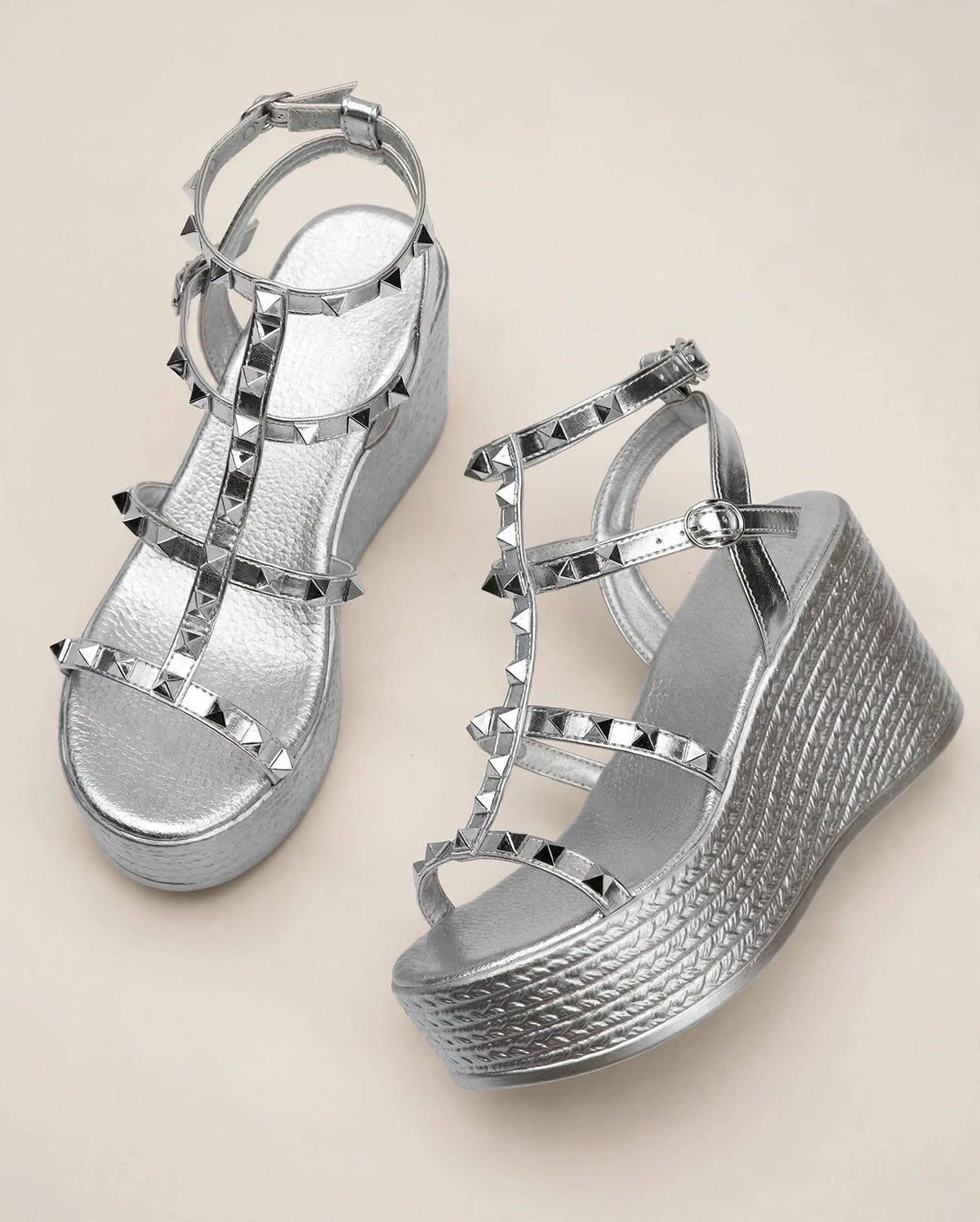 ZÉLIE | The Studded Platform Wedges Heels