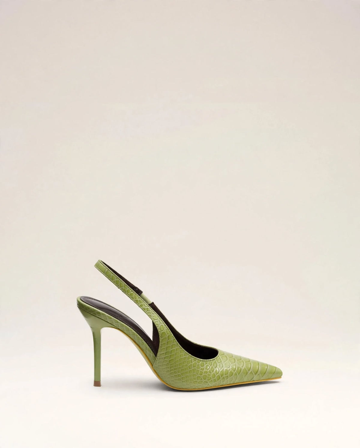 OLYMPE | The Croc-Embossed Slingback Heels