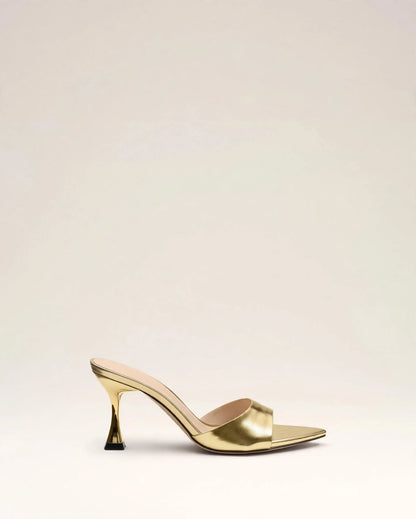 AURÉANE | The Metallic Sculpted-Heel Mules