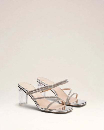 ÉLYSÉE | The Crystal Clear-Heel Mules