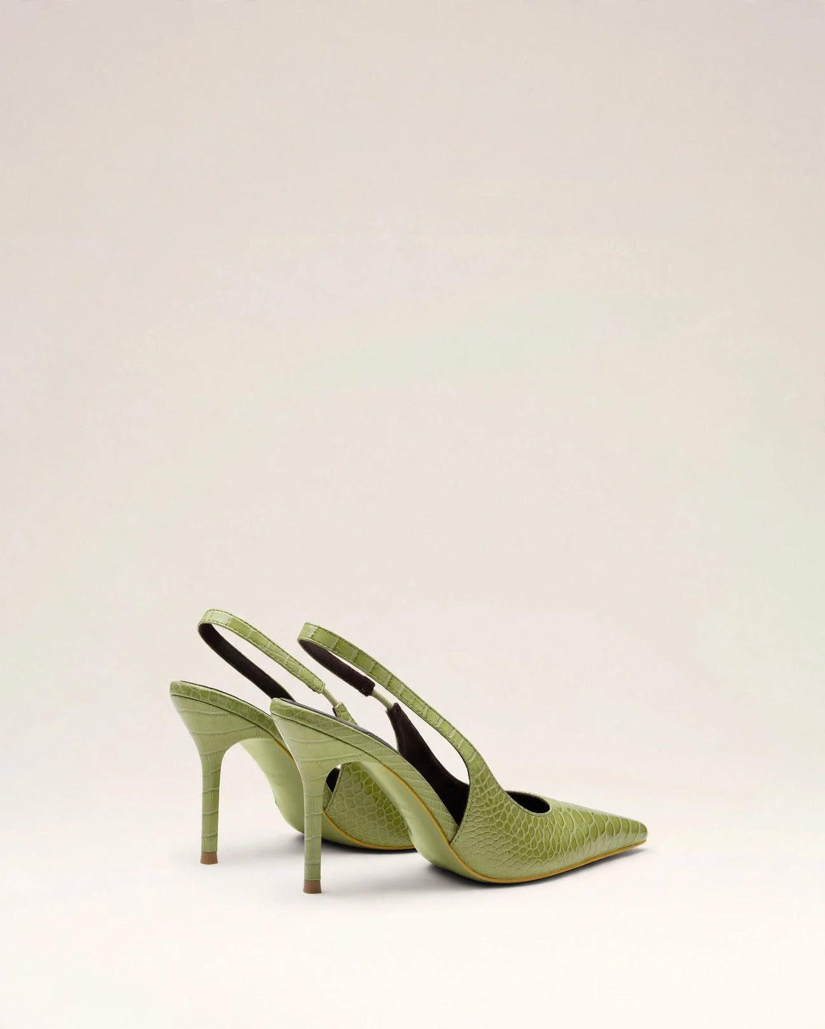 OLYMPE | The Croc-Embossed Slingback Heels