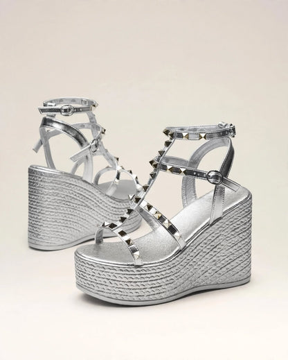 ZÉLIE | The Studded Platform Wedges Heels