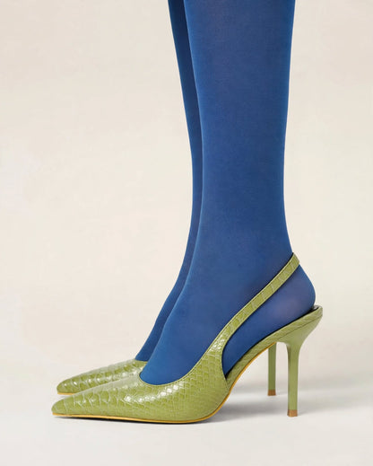 OLYMPE | The Croc-Embossed Slingback Heels