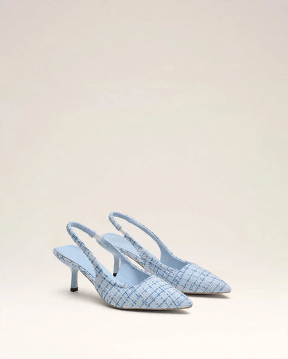 ALIX | Tweed Slingback Kitten Heels