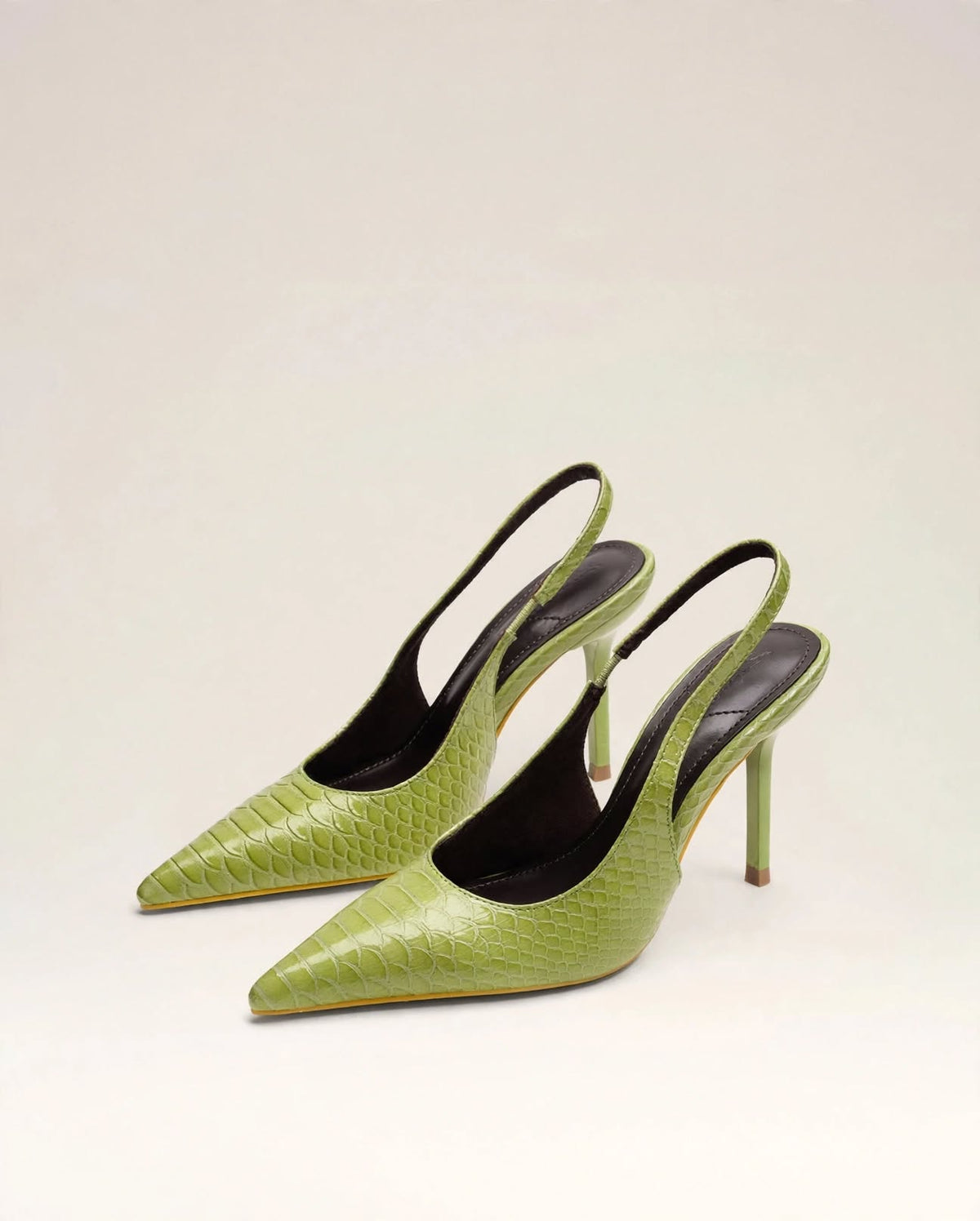 OLYMPE | The Croc-Embossed Slingback Heels