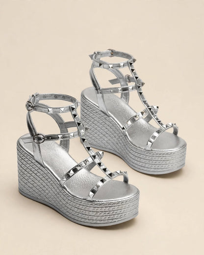 ZÉLIE | The Studded Platform Wedges Heels