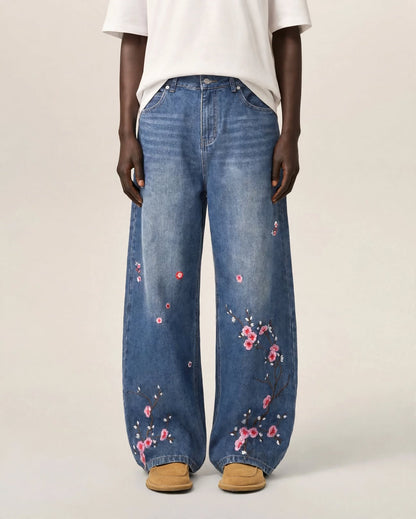 LES CERISIERS | Floral Balloon Denim Jeans