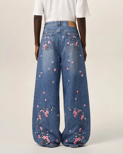 LES CERISIERS | Floral Balloon Denim Jeans