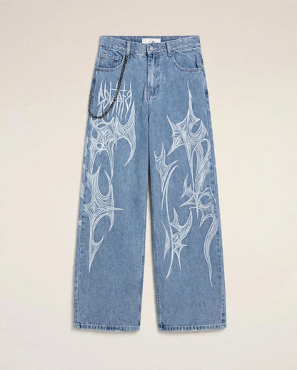 LA GRIFFE | Tribal Graphic Denim Jeans