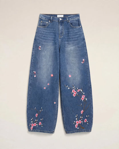 LES CERISIERS | Floral Balloon Denim Jeans
