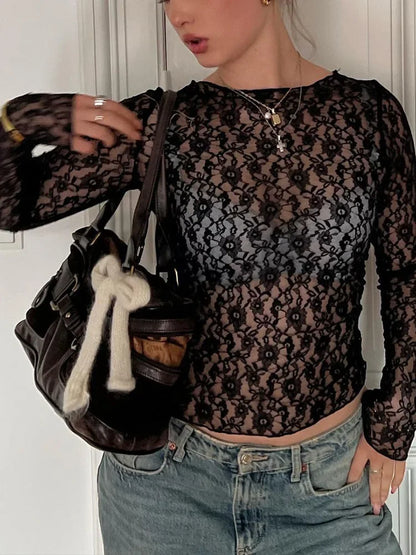 NOIR LACE MESH TOP