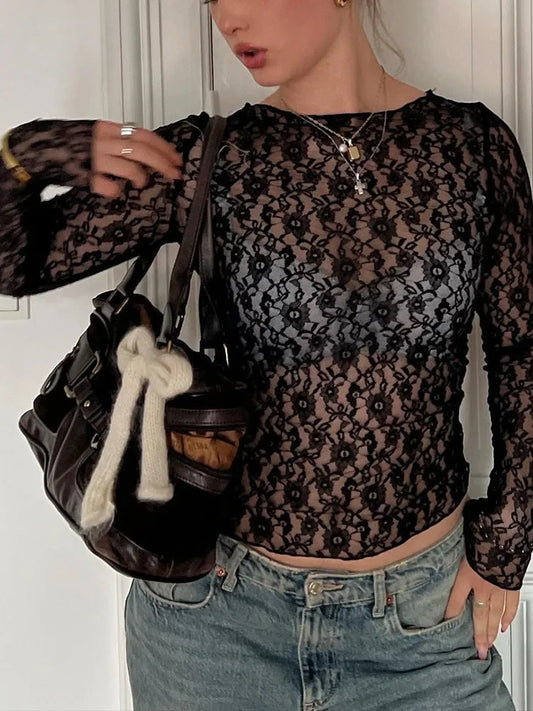 NOIR LACE MESH TOP