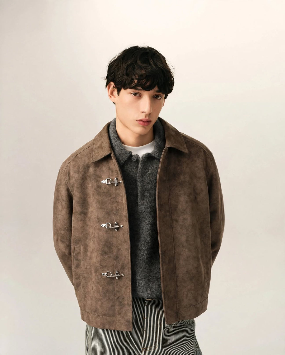 AMADEO | The Suede-Effect Clasp Jacket