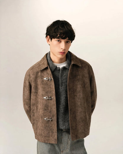 AMADEO | The Suede-Effect Clasp Jacket