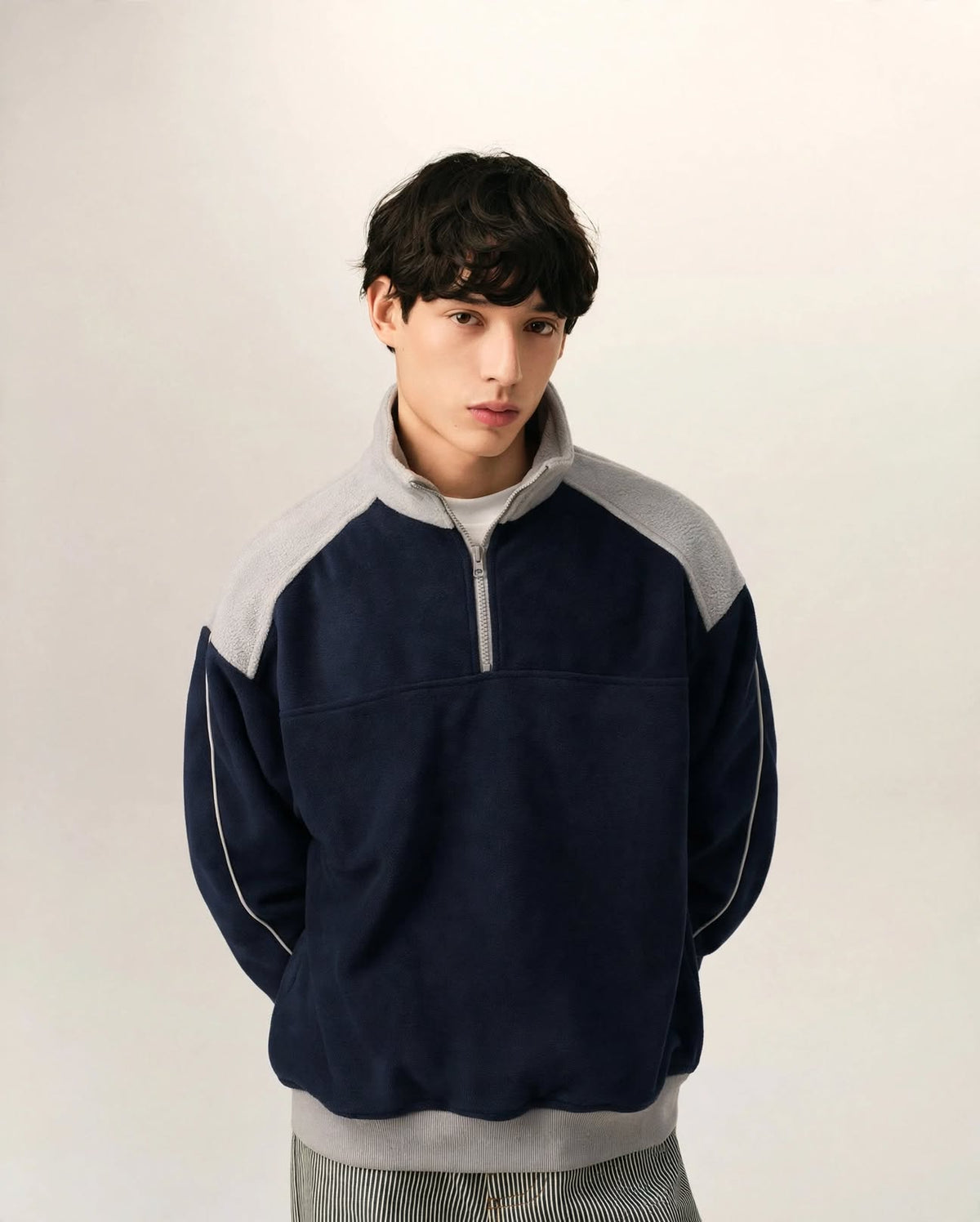 ÉLIAN | The Contrast Quarter-Zip Fleece Jacket