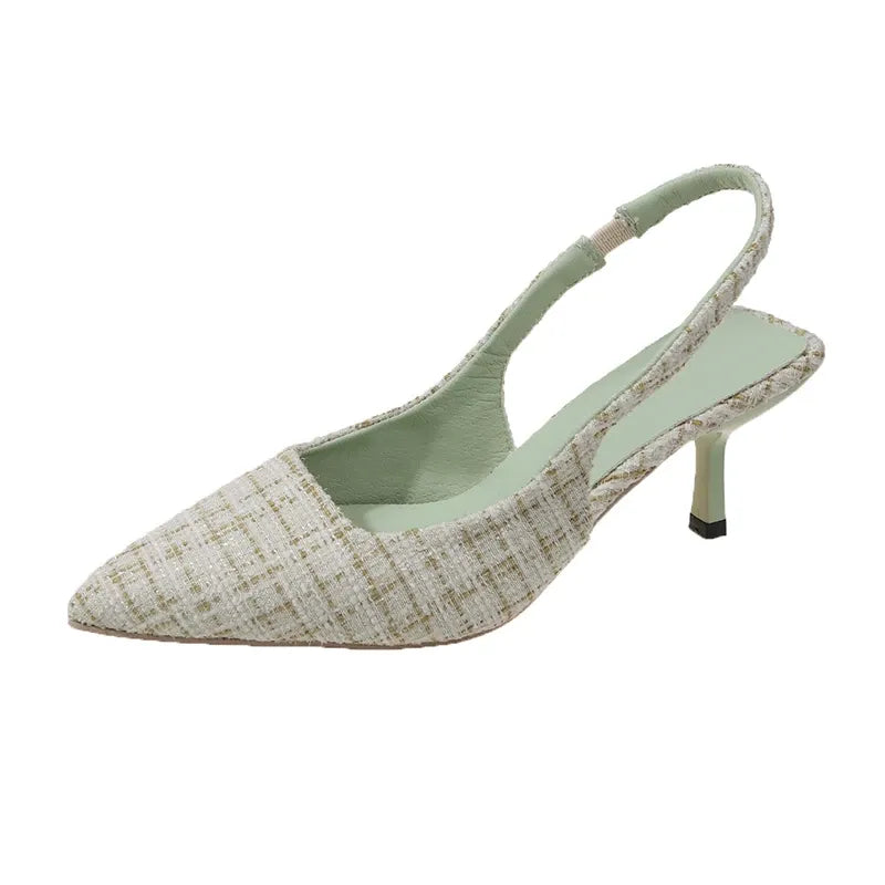 ALIX | Tweed Slingback Kitten Heels