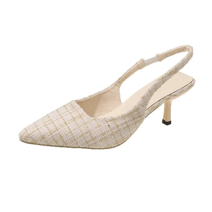 ALIX | Tweed Slingback Kitten Heels