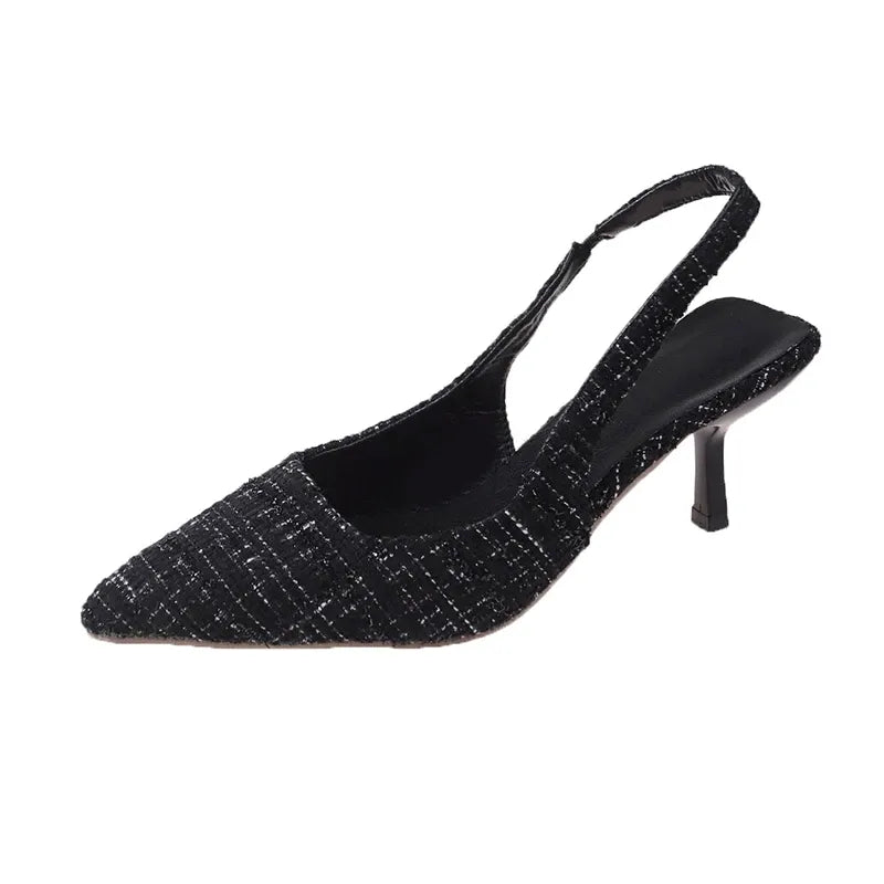 ALIX | Tweed Slingback Kitten Heels