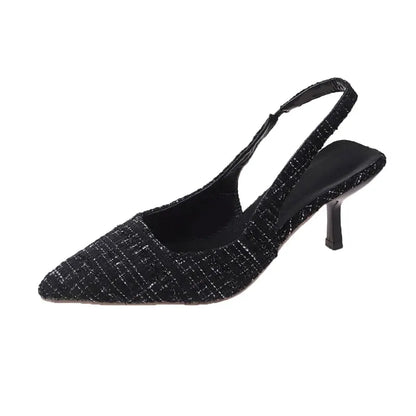 ALIX | Tweed Slingback Kitten Heels