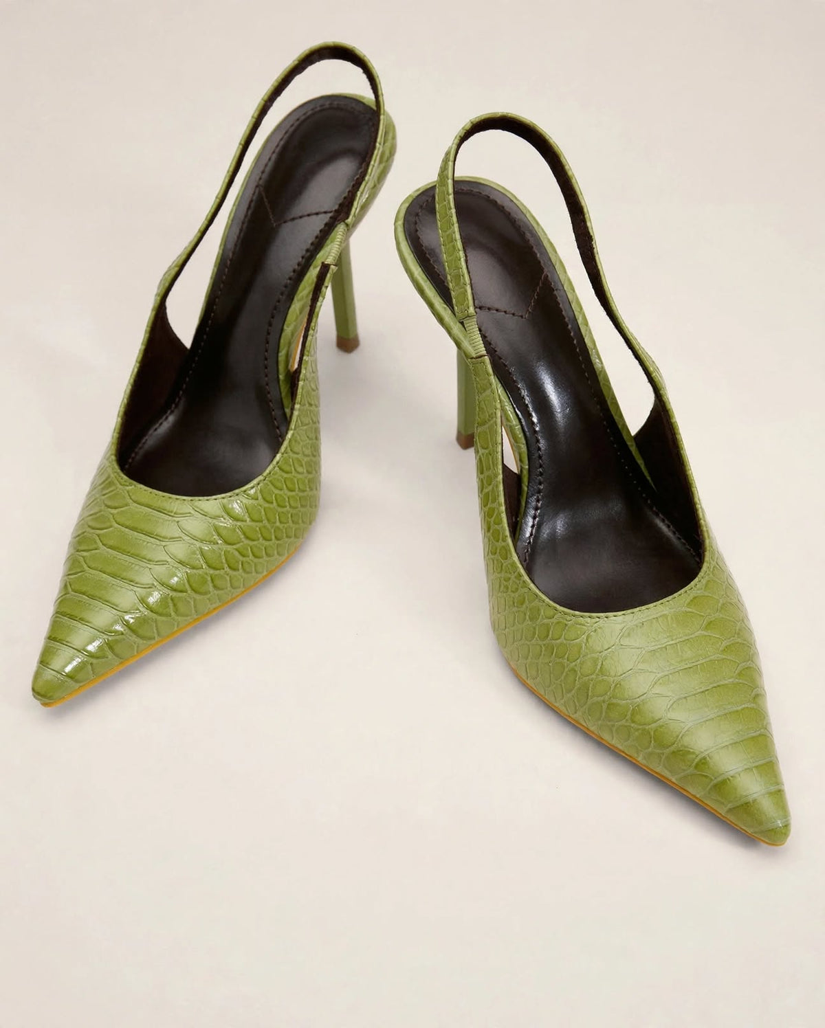 OLYMPE | The Croc-Embossed Slingback Heels