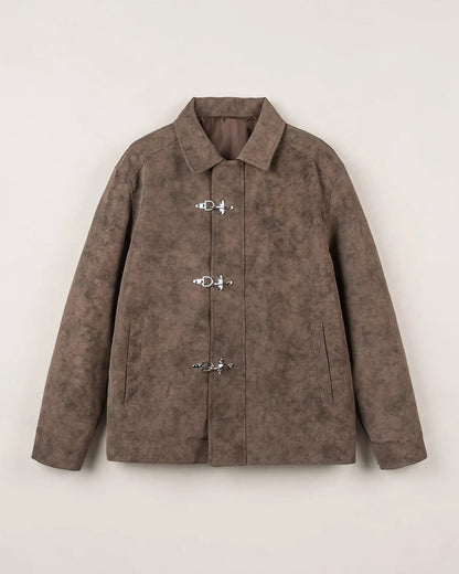AMADEO | The Suede-Effect Clasp Jacket